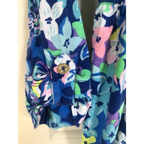 Lilly Pulitzer Floral Dress Women XS Blue Tropical Coastal Vacation Beach Summer - Picture 4 of 9